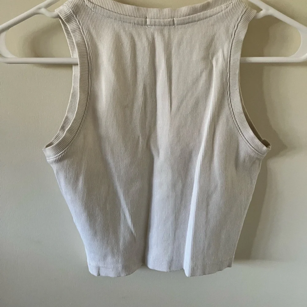 White Ribbed Tank Top - Picture 2 of 3